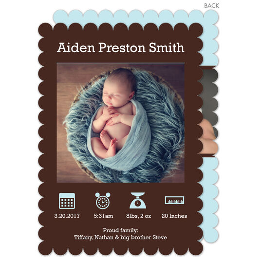 Blue Icon Photo Birth Announcements